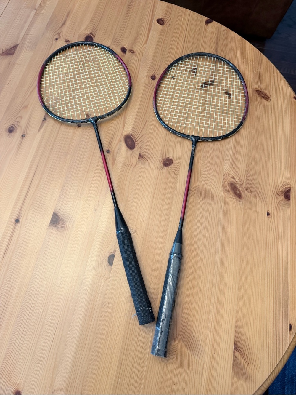 Pair of Black and Red Badminton Rackets — Recreational Set